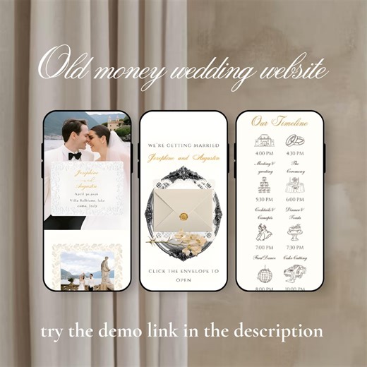 Old Money Wedding Website With RSVP: Vintage Italian Wedding Invitation, Fully Editable Canva Template - Etsy
