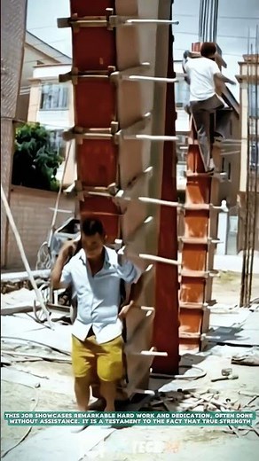 Workers Making Concrete Column Formwork for Casting- Satisfying jobs and machinery in the world
