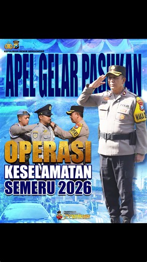 Apel Gelar Pasukan Operasi Keselamatan Semeru 2026 Polres Bondowoso Polres Bondowoso menggelar Apel Gelar Pasukan Operasi Kepolisian Kewilayahan Keselamatan Semeru 2026 sebagai bentuk kesiapan personel dan sarana prasarana dalam menciptakan keamanan, keselamatan, ketertiban, dan kelancaran lalu lintas di wilayah Kabupaten Bondowoso. Apel dipimpin oleh Wakapolres Bondowoso Kompol I Gede Suartika, S.H., M.H. serta diikuti unsur TNI, Dishub, Satpol PP, BPBD, CPM, dan stakeholder terkait. Operasi Ke