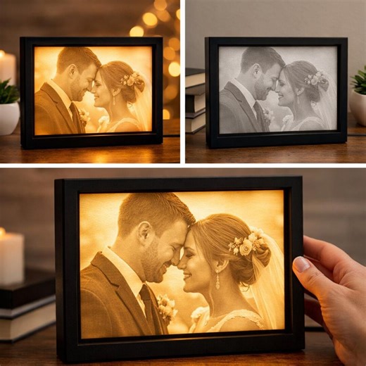 Custom 3D Printed Lithophane Photo Light With Frame & LED | Personalized Photo Lamp | Unique Gift - Etsy