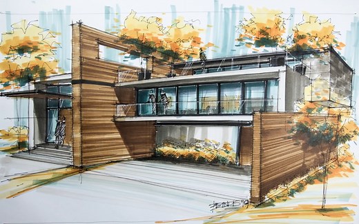 【手绘】建筑9-马克笔表现