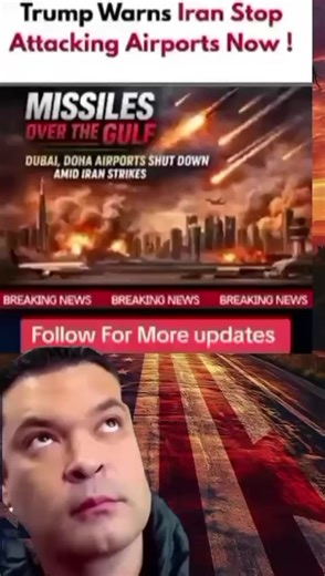 grounding flights. Trump delivers a strong warning, saying the attacks must stop immediately. Global tension rises as the word watches closely. 1,124 ... #TrumpSpeaks #IranStrike #MiddleEastCrisis #AirportsUnderAttack #breakingnews