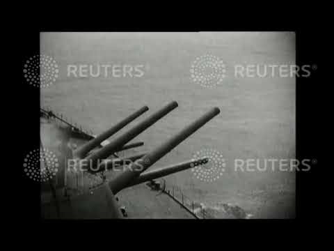 1941 Gunnery practice by RN battleship, HMS Nelson