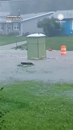 AccuWeather | Flash flood emergency in Davenport, Iowa: heavy rain turned streets into rivers, sweeping away everything from cars to portable toilets.... | Instagram