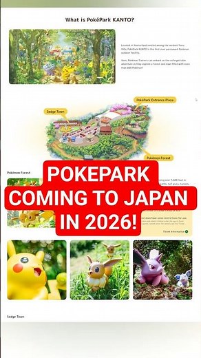 PokéPark Kanto coming to Tokyo Japan in 2026! Grand Opening Announced!