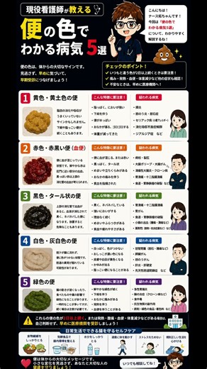 現役看護師が教える便の色でわかる病気5選⚠️😷 #うんち #腸活 #看護師
