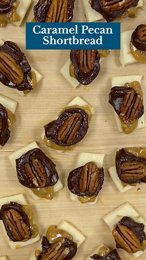 These Caramel Pecan Shortbread cookies are insanely delicious! Get the full recipe here: https://trib.al/SrtIicA | Taste of Home