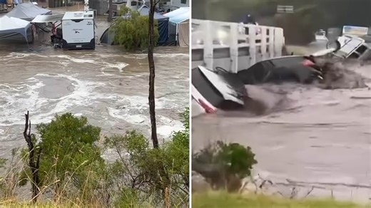 Footage reveals devastating floods that hit popular caravan park