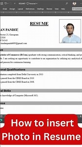 How to insert photograph in resume | resume format for freshers #cv #resume #resumeformat #shorts