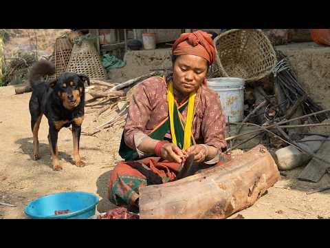 Cooking buffalo meat curry in the village ll Rural village life