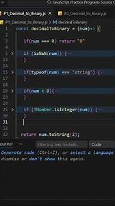 Decimal to Binary in JavaScript | Edge Cases Handled! #coding #shorts