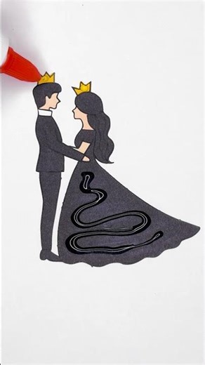 👸 Halloween Bride Dress 🧡🖤 Glitter Art for Kids ✨ #glitter #halloween #color #couple #princess