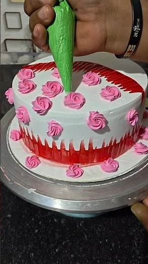 amazing strawberry cake design tutorial #cake #cakedecorating #shortvideo #viral #trending