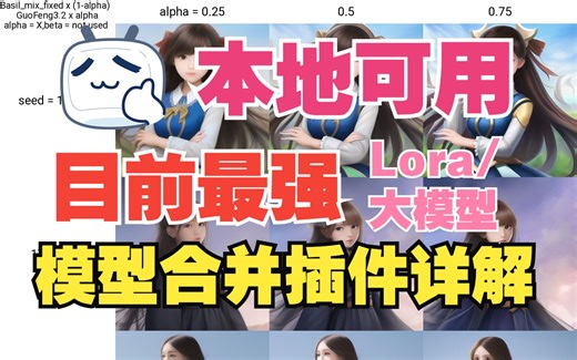【AI绘画】超级模型融合插件详解 | Lora提取 | MBW大模型合并 | Lora融合大模型 | xy对比融合图