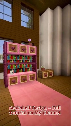 ⭐ Easy Fantasy Bookshelf Build – Full Tutorial on My Channel (Minecraft Shorts)