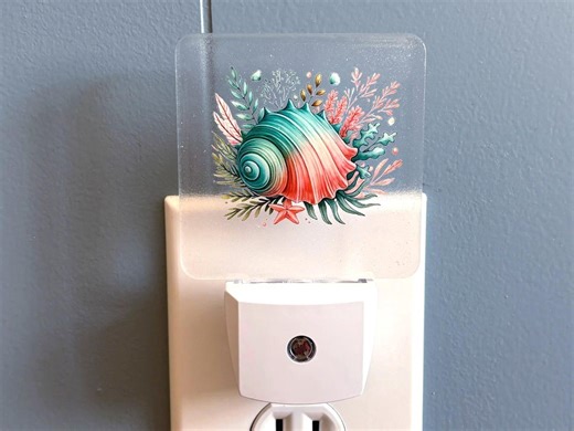 Aqua and Coral Sea Shell LED Night Light With Dusk to Dawn Sensor - Etsy