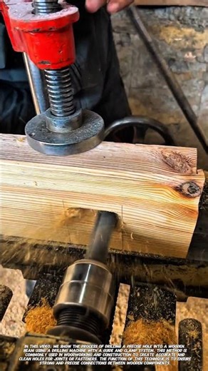 Precise Wood Drilling Technique | Clean Hole in Timber Beam.