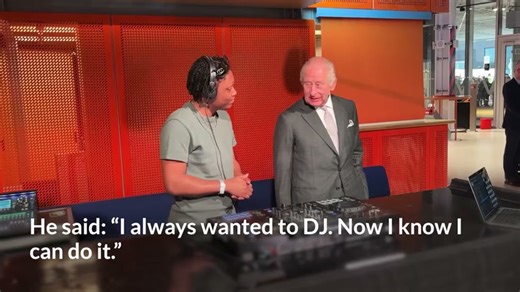 King takes a spin as a DJ during visit to creative academy in Manchester