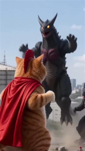 Super Cat vs. Monster Army! 🐈✨ Ultimate Laser Blast! #shorts #supercat #kaiju #epic #anime #action