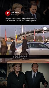 Trenutak kada je italijanski premijer Silvio Berluskoni tokom posete Nemačkoj imao važan telefonski razgovor pa je nemačka kancelarka Angela Merkel morala da ga sačeka tokom prijema. Istorija. | Pepo Politika
