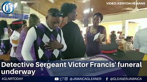The funeral for Detective Sergeant Victor Francis is under way at the Gregory Park Baptist Church in Portmore, St Catherine. The 55-year-old policeman was stabbed to death on September 10 as he tried to quell a fight between two men on Baptist Road in Portmore, St Catherine. - Kenyon Hemans video. #GLNRToday | Jamaica Gleaner