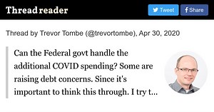 Thread by @trevortombe: Can the Federal govt handle the additional COVID spending? Some are raising debt concerns. Since it's important to think this through. I try…