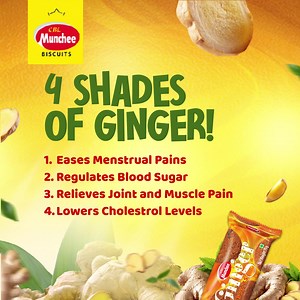 Discover the power of ginger!  Play the video to see 4 incredible benefits of this amazing root!  From boosting immunity to aiding digestion, ginger is a true health hero. ✨ Watch out for our other videos, to learn more about how this incredible root can enhance your health. Comment below with your favorite way to use ginger!  #MuncheeGinger #MunchIntoHappiness #HealthTips #GingerBenefits #WellnessJourney | Munchee Biscuits Ghana | Facebook