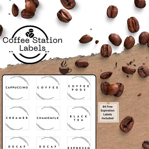 Coffee & Tea Station Labels / Pantry Organization / 84 FREE Expiration Labels Included - Etsy Canada