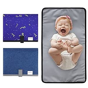 Baby Diaper Changing Pads, 2Pack Portable Changing Pad for Newborn Girl & Boy, Waterproof Travel Baby Changing Mat - Lightweight & Compact (Blue CX, Pure Blue)