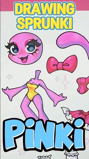 How I drew 💕PINKI💕from SPRUNKI✨!! drawing Pinki in anime style✏️🥧 #sprunki #paperdoll #fanart