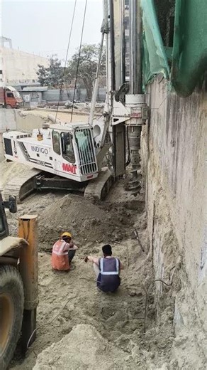 Contiguous pile drilling work