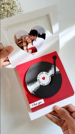 Diy Romantic Record Card Idea 🎶 #shorts #trendingdiy #handmade #giftideas #musiccard