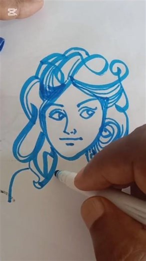 ​Elegance in Ink: Minimalist Portrait Art#Art #Sketching #BlueInk #PortraitArt #MarkerDrawing