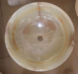 [Hot Item] Natural China Beige Onyx Marble/Stone Vessel Sink Table Counter Top Wash Basin