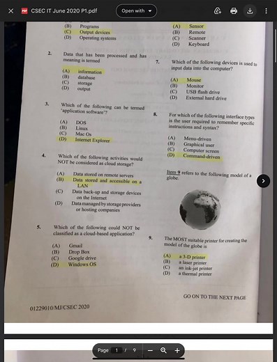 CSEC I.T 2020 Past Paper Insights