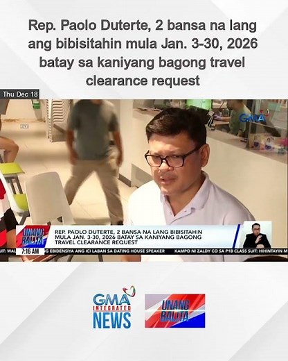 Rep. Paolo Duterte, 2 bansa na lang ang bibisitahin mula Jan. 3-30, 2026 batay sa... | Unang Balita