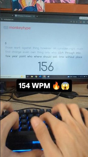 154 WPM Typing for 15s #typing #monkeytype