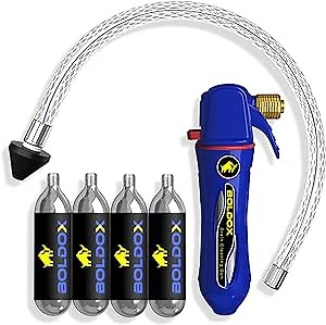 Drain Gun AC Condensate Line Cleaner with 4 Threaded CO2 Cartridges - Clears Buildup & Debris in AC Drain Tubes - How To Unclog AC Drain Pipe & Condensation Drain Trap - DIY HVAC Tools by Boldox