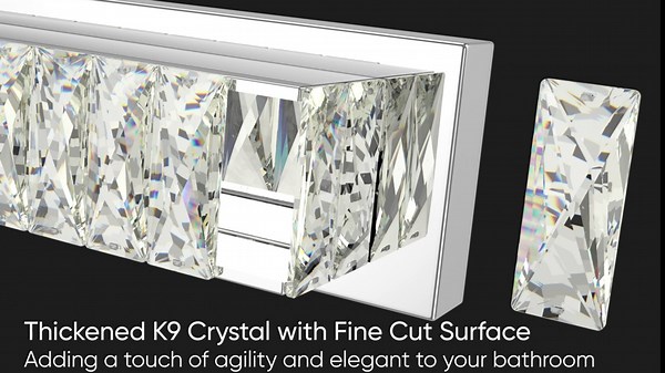 ZUZITO LED Vanity Lights for Bathroom - 30 inch Crystal Modern Vanity Lights - Chrome Bathroom Light Fixtures Over Mirror Cool White Light