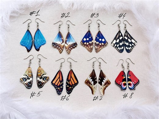 Silk Butterfly Wing Earrings, Y2K Drop Earrings, Boho Chic - Etsy