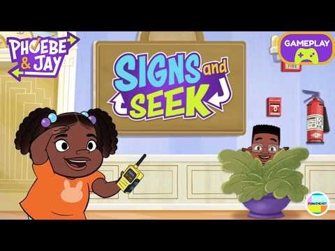 Phoebe & Jay: Signs & Seek Gameplay | Hide & Seek in Tobsy Towers + Learning Wayfinding Signs!