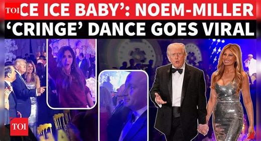 ‘PEAK IRONY’: Kristi Noem, Stephen Miller Shake A Leg To ‘ICE ICE BABY’ At Trump’s New Year Party