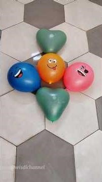 2 love balloons & 3 emoji balloons #shorts #asmr #poppballons #satisfying #colors #emoji #relaxing