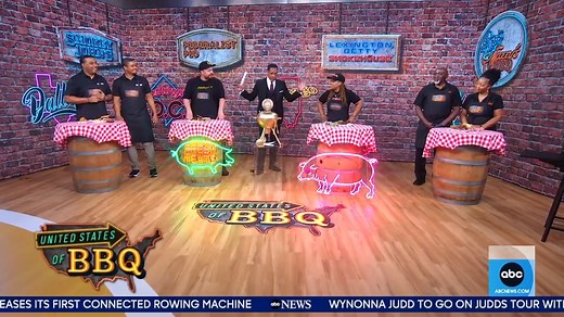 We’re celebrating #NationalBBQDay with the grand finale of our United States of BBQ! Four finalists from across the country face our celebrity judges to win the title of ultimate pitmaster and $10,000! Who will take home the prize? 🥩 📍 Jazzy's BBQ - Tampa, Florida 📍 Lexington Betty Smokehouse - Chicago, Illinois 📍 Smokey John's - Dallas, Texas 📍 Federalist Pig - Washington, D.C. #BBQonGMA https://gma.abc/3Fv2PTc | Good Morning America