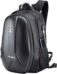 New Carbon Fiber Motorcycle Backpack Riding Bag Backpack Rider Motorcycle Hard Shell Bag (Black)