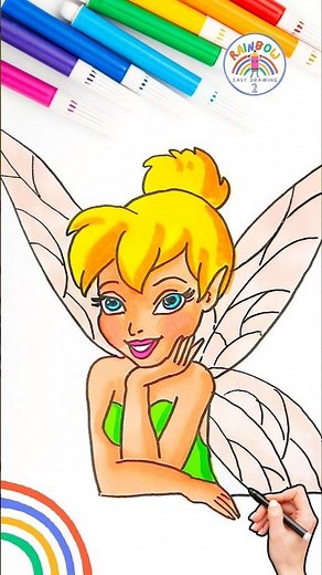 How to Draw Tinker Bell | Draw Cute Tinker Bell Easy 🌈 #disney #fairy #shorts #viral #tinkerbell