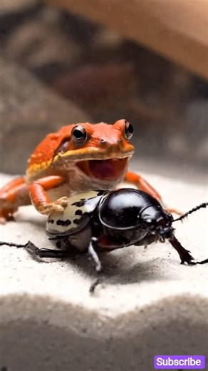 Frog vs Beetle#wildlife #insectsfacts #viralshorts