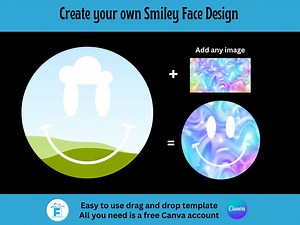 Smiley Face Clipart, Smiley Face Canva Frame, Drag and Drop Editable Canva Template, Sublimation PNG, Create Your Own Smiley Face Clipart - Etsy
