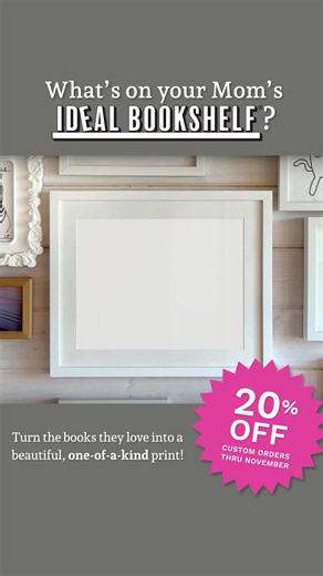 Every reader’s bookshelf tells a story. Create a custom print of the books they love most — a meaningful, one-of-a-kind gift that celebrates who they are. And now take 20% off all custom orders through November! | Ideal Bookshelf | Facebook