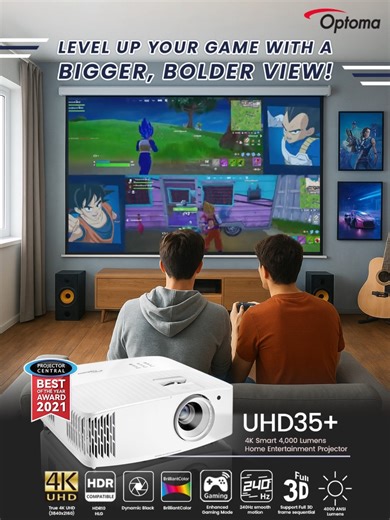 Optoma India | Level up every gaming session with a screen that’s BIG, BOLD and unbelievably immersive. Optoma UHD35+ delivers ultra-smooth action,... | Instagram
